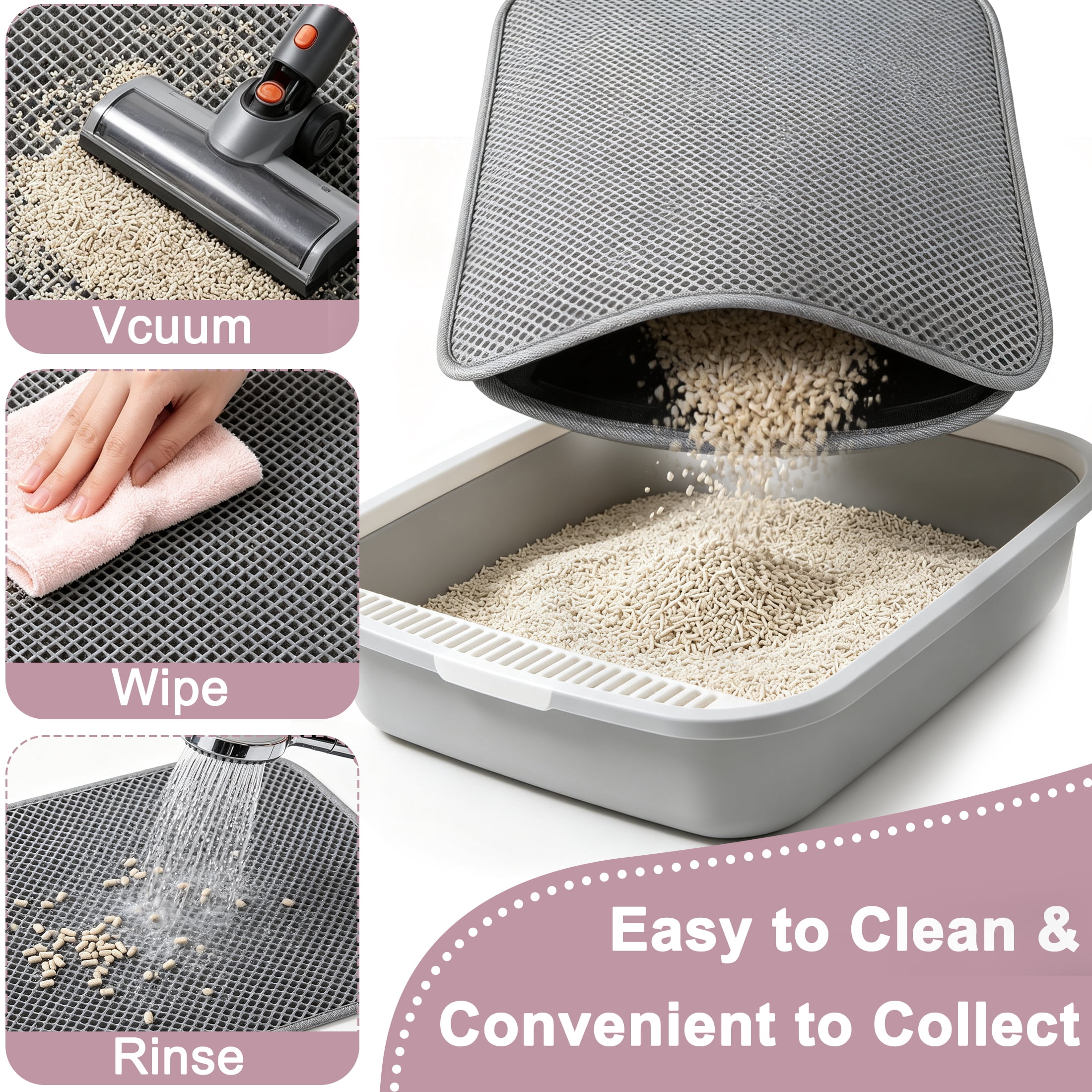 Cat Litter Mat, 24"x16" Double Cat Litter Trapping Mat, Waterproof Urine Proof Cat Litter Box Mat, Non Slip Easy to Clean