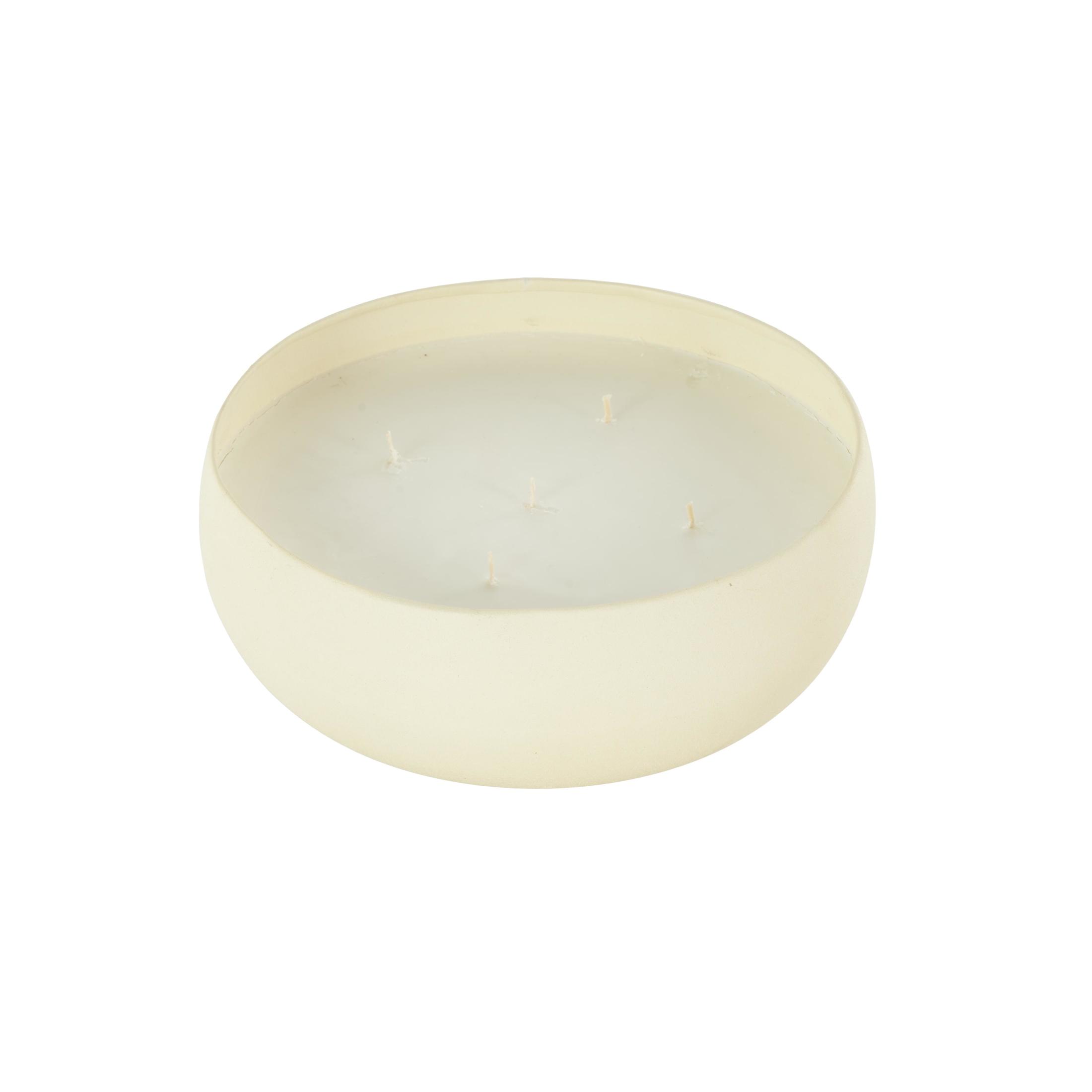 DecMode Cream Metal Tropical Fruit Medley Scented Textured 63oz 5 Wick Candle with White Wax