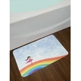 thumbnail image 2 of Ballerina Bath Mat, Graphic Illustration Drawing of Lady Dancing Freely on a Rainbow with Music Notes, Plush Bathroom Decor Mat with Non Slip Backing, 29.5" X 17.5", Multicolor, by Ambesonne, 2 of 2