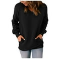 thumbnail image 2 of Womens Casual V Neck Sweatshirt Loose Soft Long Sleeve Pullover Tops Solid Shirts with Side Pockets, 2 of 5