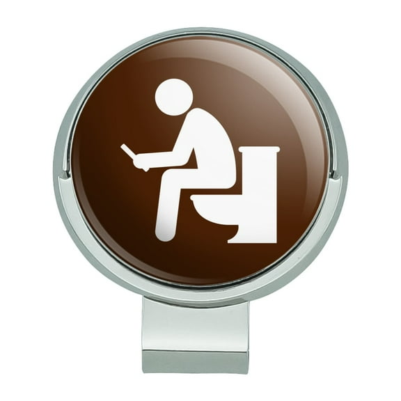 Man Pooping on Toilet Funny Golf Hat Clip With Magnetic Ball Marker