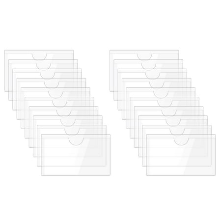 Uxcell 50Pcs Self Adhesive Index Card Pockets with Top Open for Loading, 1.8 x 3 Inch Clear Index Card Label Holder Photo Sleeves for Office Home Library Card Storage Bin