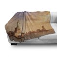 thumbnail image 3 of Retro Soft Flannel Fleece Throw Blanket, Liberty American Freedom on NYC Sunset River Skyscraper, Cozy Plush for Indoor and Outdoor Use, 60" x 80", Yellow White, by Ambesonne, 3 of 6