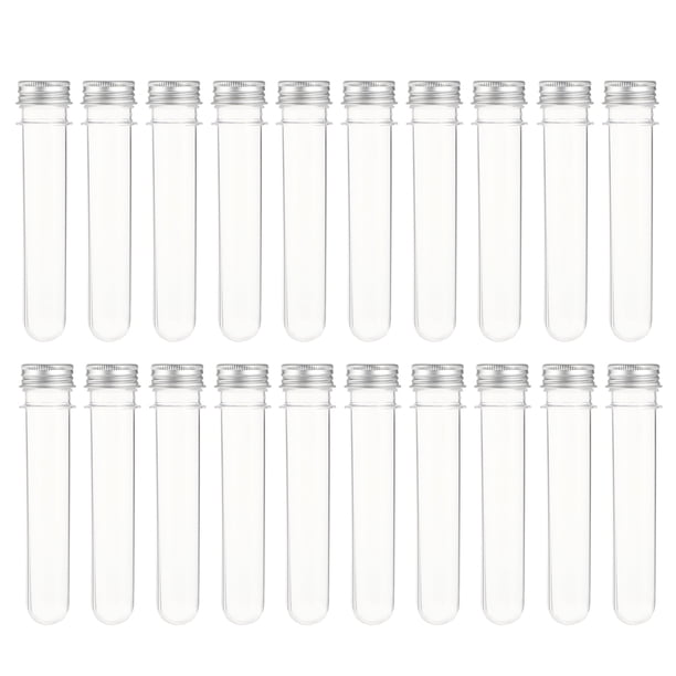 20 tubos de ensayo de plástico con tapones de rosca, envases de sales de baño de 40 ml