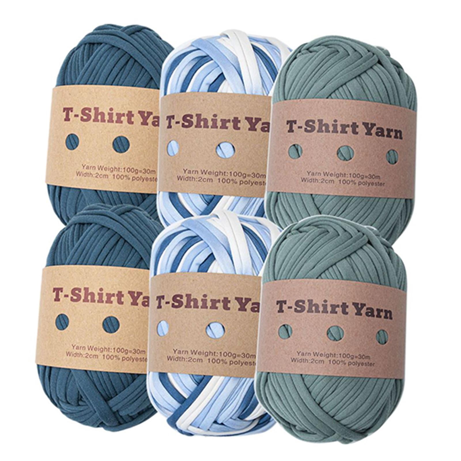6x T Shirt Yarn Bag Making Supplies Easy to Wash Hand Knitting Knitting Yarn Weaving Thread Yarn for Baskets Pillow Rug Making Hats Sweaters Style A