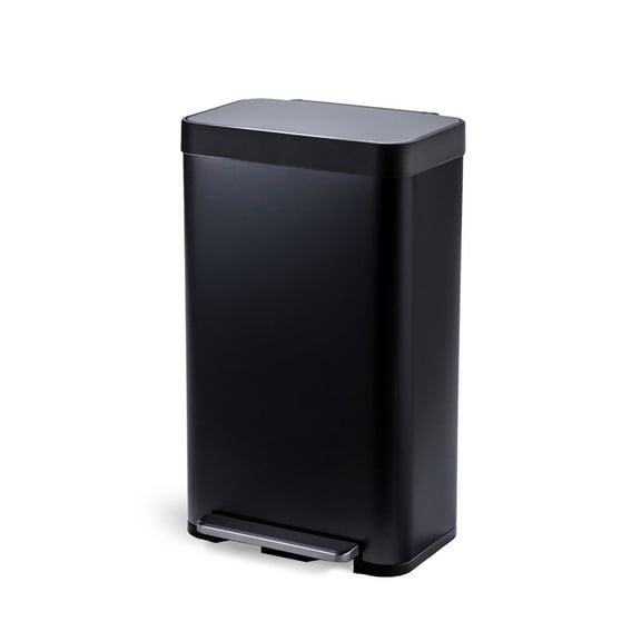 Home Zone Living 18.5 gal Kitchen Garbage Can Stainless Steel, Black