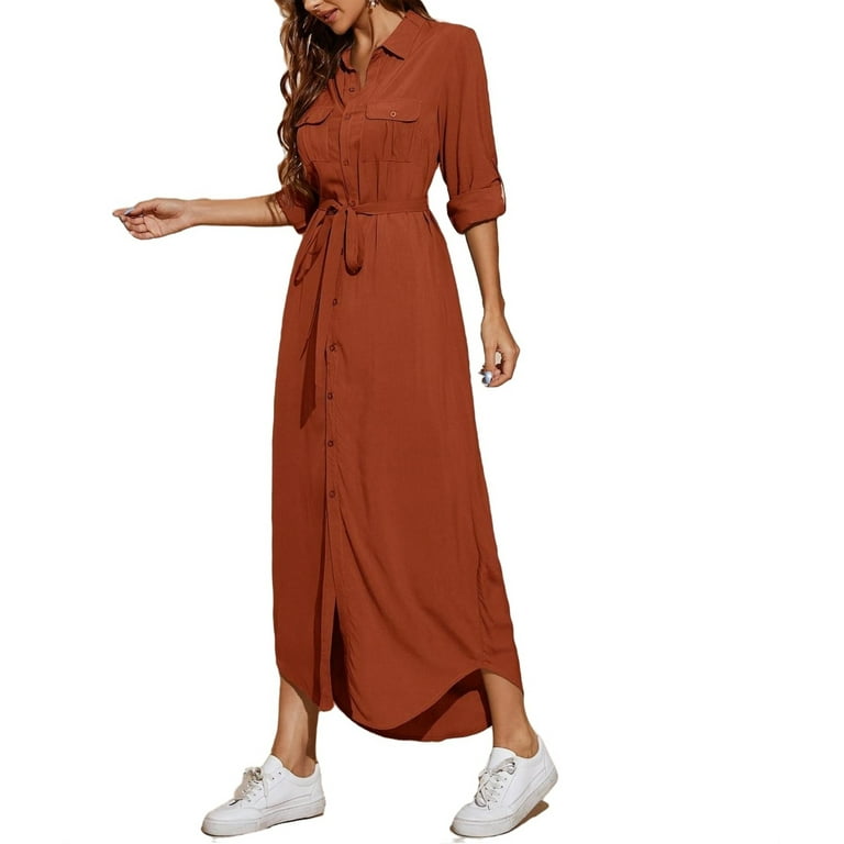 Burnt orange shop casual dress