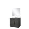 thumbnail image 3 of Abbey 36" W Black Oak Vanity Cultured Marble Top, 34" Mirror and Faucet Set, 3 of 6
