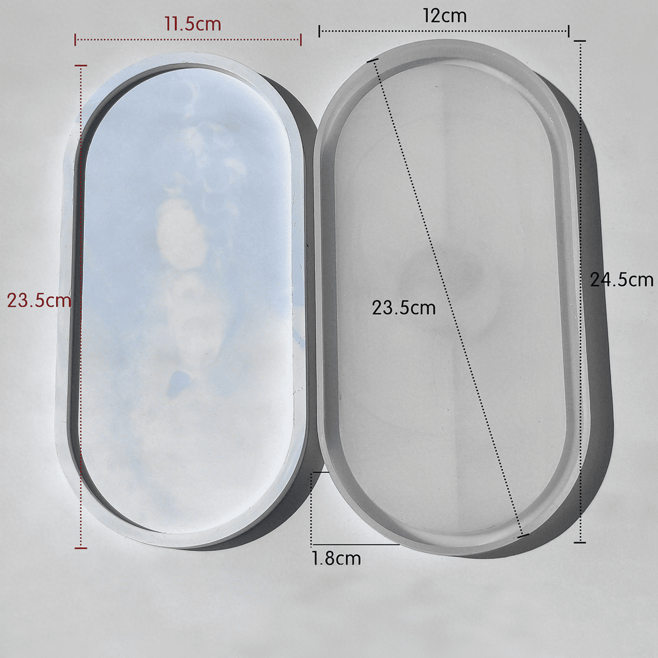 JDH silicone 3 Pack Resin Tray Molds, Oval Coaster Epoxy Resin Casting Mould DIY Tray Dishes for Craft Storage Office Home Decoration，Small
