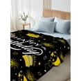 thumbnail image 4 of King Size Flat Sheet Only, Happy Birthday Soft Brushed Microfiber Bed Sheets, Yellow Cake Birthday Gifts Balloon Black Hotel Quality Breathable Bedding Top Sheet, Easy Care, 105"x98", 4 of 9