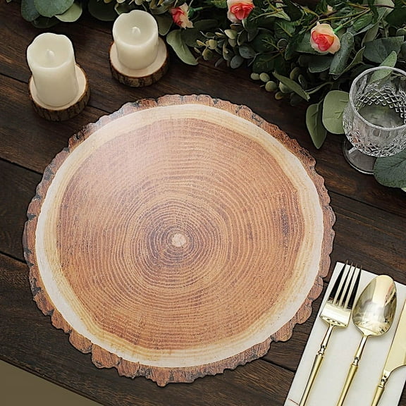 Balsa Circle 6 Natural 13" Wood Slice Design Disposable Paper Round Charger Plates Party Events Decorations