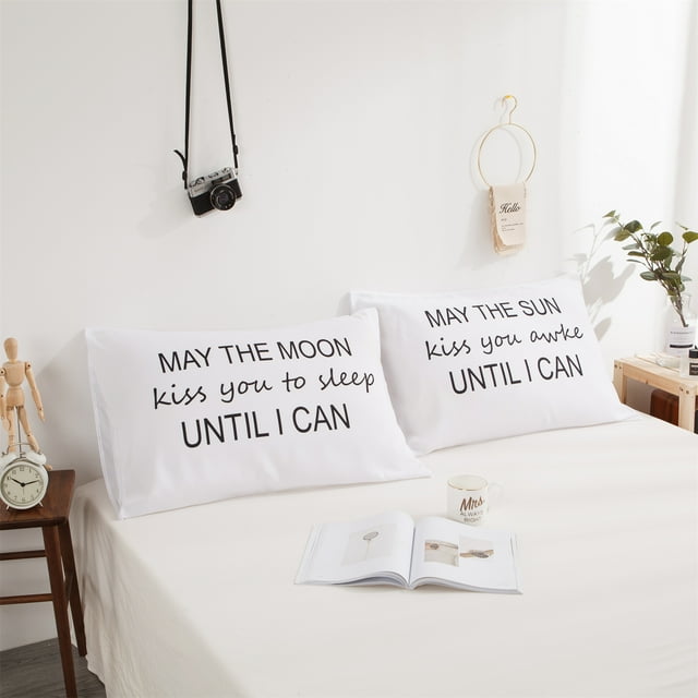 Move Over Couple Pillowcases King White Black Pillow Cover Letters Patter Microfiber Pillow Case 2 Pack