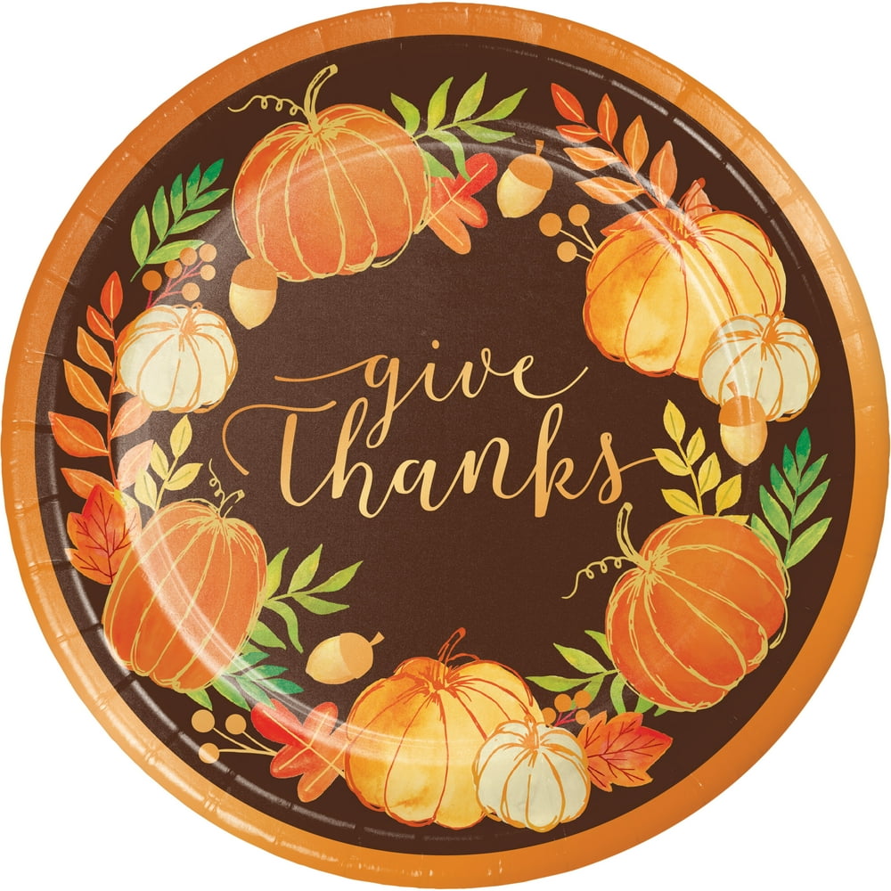 Give Thanks Paper Plates, 24 Count for 24 Guests