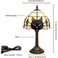 thumbnail image 6 of qolami Cat Stained Glass Lamp Black Cat Stained Glass Night Light Vintage Style Bedside Night Lamp Living Room Dining Room Office Decoration Desk lamp Home Decoration, 6 of 6