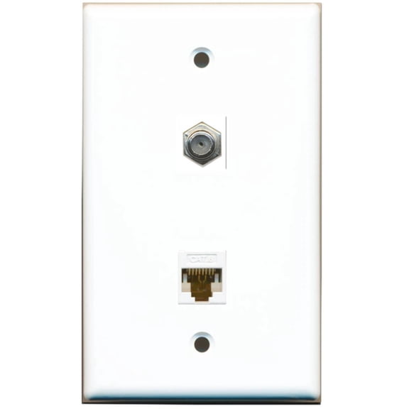 Ultra Spec Cables 1 Port Cat6 Coax F-F Wall Plate Solid