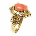 thumbnail image 4 of Genuine natural pink coral ring Hawaiian plumeria flower maile 14k yellow gold size 9.5, 4 of 5