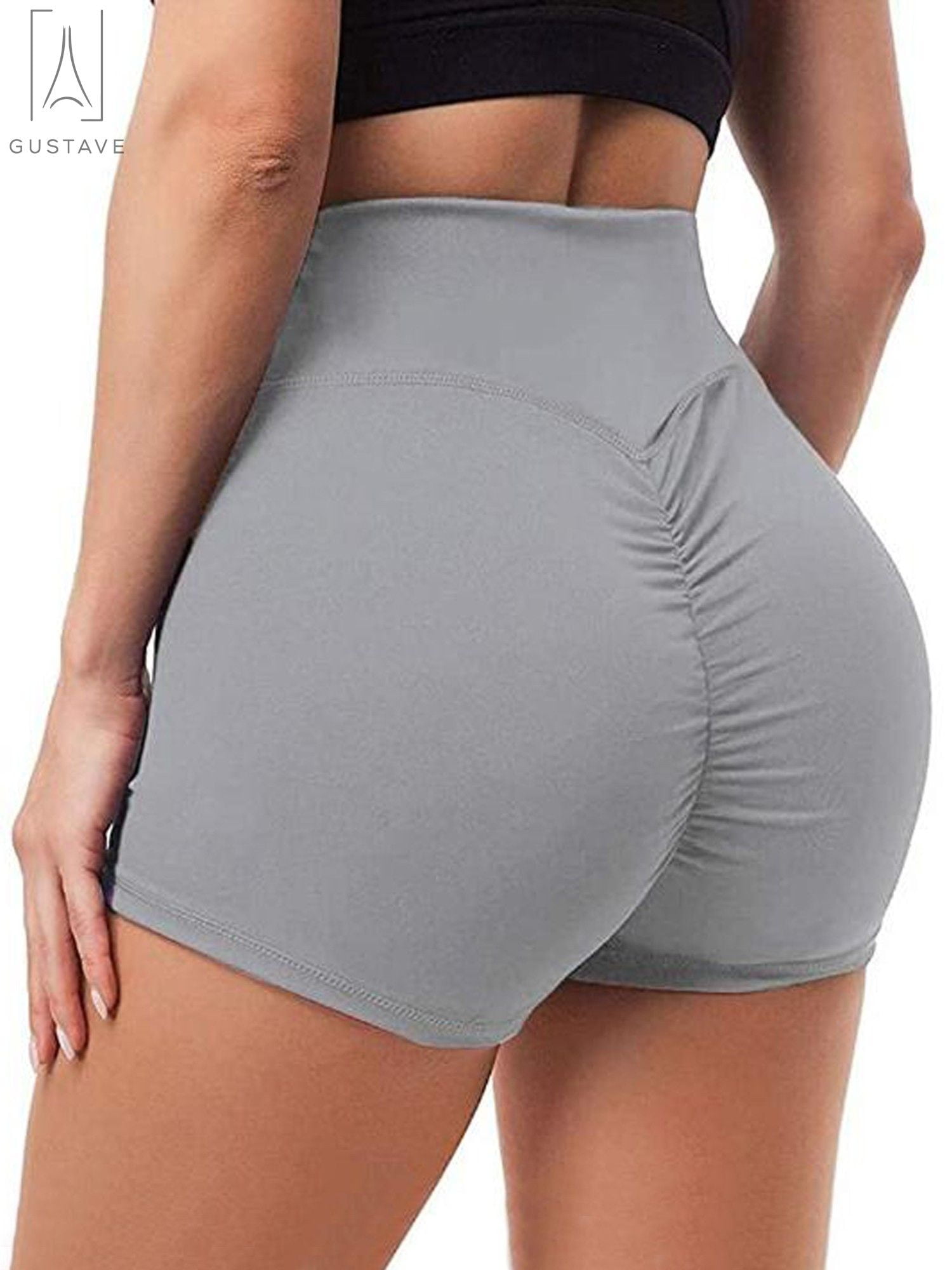FAROOT Women Sports Fitness Stretchy High Waisted Ruched Butt Lifting Workout Yoga Shorts Push Up Pants