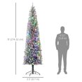 thumbnail image 2 of 9ft Prelit Flocked Pencil Christmas Tree with Remote - Green, 895 Tips, Dual Color LED Lights, Slim Design for Living Room & Entryway Decor, 2 of 7