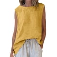 thumbnail image 2 of LVHAOGJOB Camisole pour Femmes Col Rond Hauts Été Sans Manches Couleur Unie Chandails pour Femmes Entraînement, 2 of 7