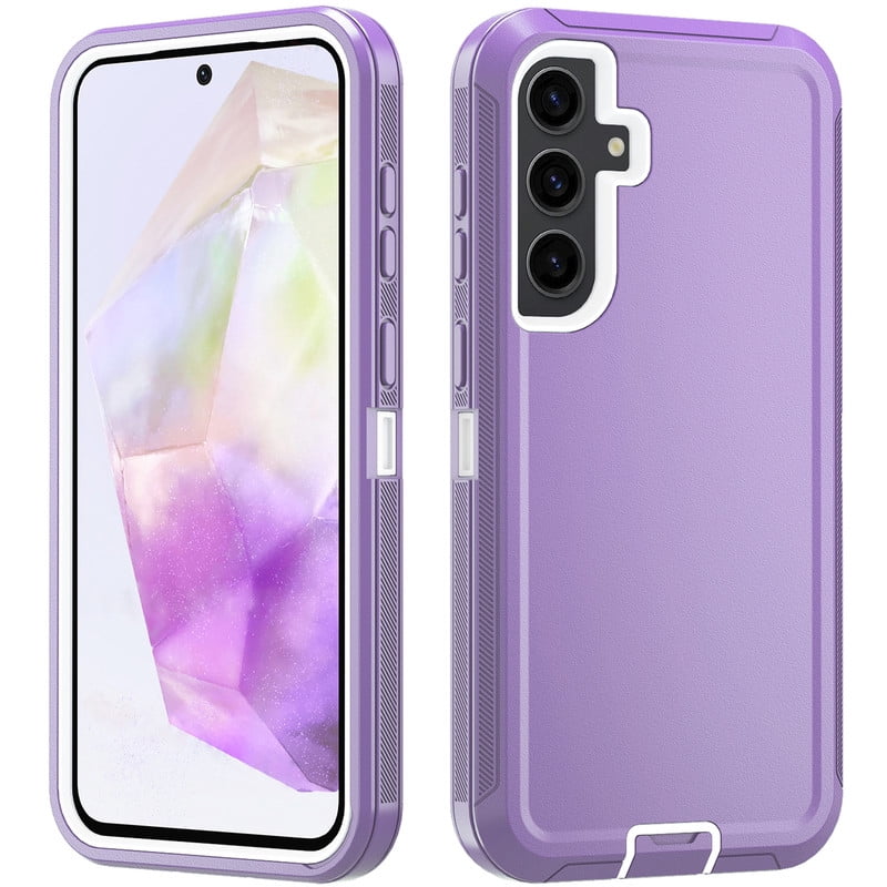 Hotpom Phone Case for Samsung Galaxy A36 & A37 5G, Heavy Duty 3-Layer Hybrid Silicone Shockproof Cover, for Galaxy A36/A37 5G Protective Shell, Purple