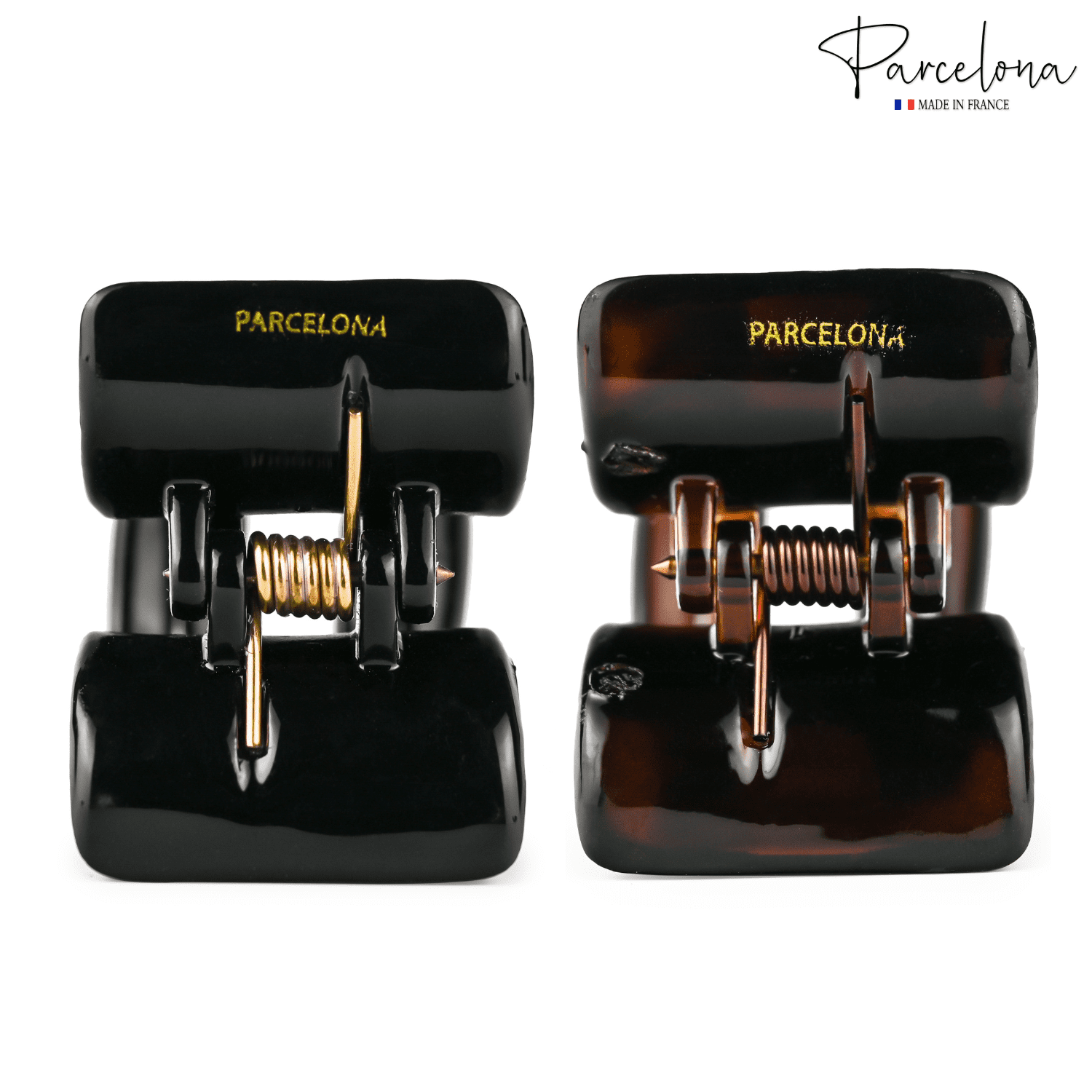 Parcelona French Small Hair Claw 1.75" Cellulose Acetate Strong Grip Jaw Clip (1Black&1TortoiseShell)