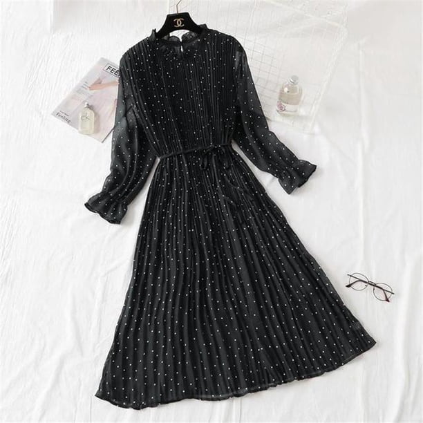 2022 Women Blue StripedLong Sleeve neck Basic Dresses Button Split Pleated DressXL Gao Jinjia LED