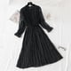 thumbnail image 1 of 2022 Women Blue StripedLong Sleeve neck Basic Dresses Button Split Pleated DressXL Gao Jinjia LED, 1 of 2