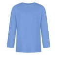 thumbnail image 3 of Gaukiv Men's Three Quarter Sleeve Shirts Crew Neck Solid Color Tees Basic Casual Shirts Blue L, 3 of 4