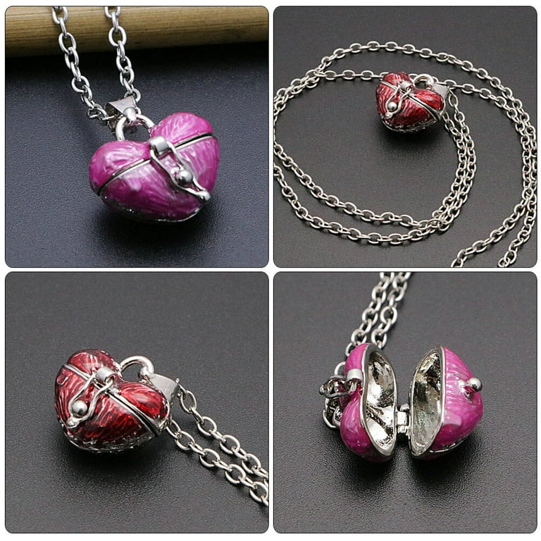ネックレス・ペンダント [VINTAGE HOLLYWOOD] Love Lock Heart Necklace 2pcs Heart Locket Pendant Love Heart Locket Necklace Vintage