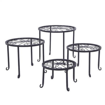 SALE CLEARANCE [US-W]4 Plant Shelves with 4-1 Round Pattern in Black Baking Paint (Yh-Cj009)