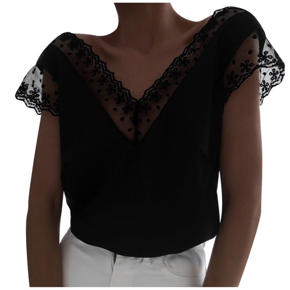 Mittory Summer Tops for Women V Neck T-Shirts Short Sleeve Shirts Casual Fashion Blouses