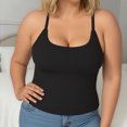 thumbnail image 6 of MOJOGO Summer Casual Cami Top for Women Rib Knit Square Neck Undershirts Stretchy Cross Back Sleeveless Tank Tops Plus Size Tops Black 4XL, 6 of 6