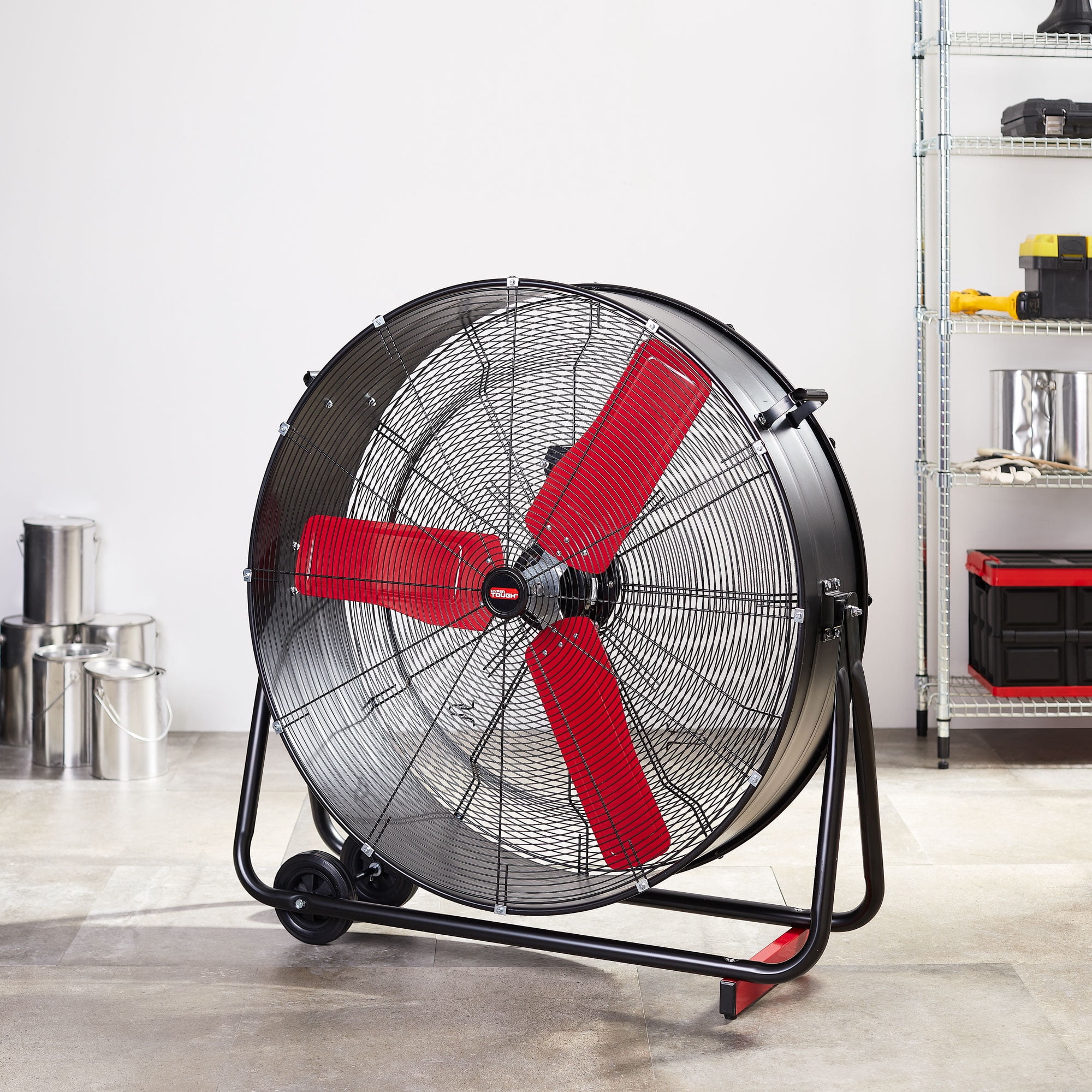 Hyper Tough New 36 inch Portable Commercial Two-Wheeled Slim Drum Fan, Black