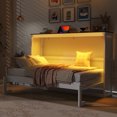 thumbnail image 2 of Lisonu Twin Size Murphy Bed with Desk and LED Light, Space-Saving Wall Bed Cabinet for Home Office or Guest Room, White & Brown, 2 of 22