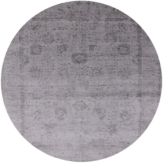 Ahgly Company Indoor Round Mid-Century Modern Dark Gray Oriental Area Rugs, 3' Round