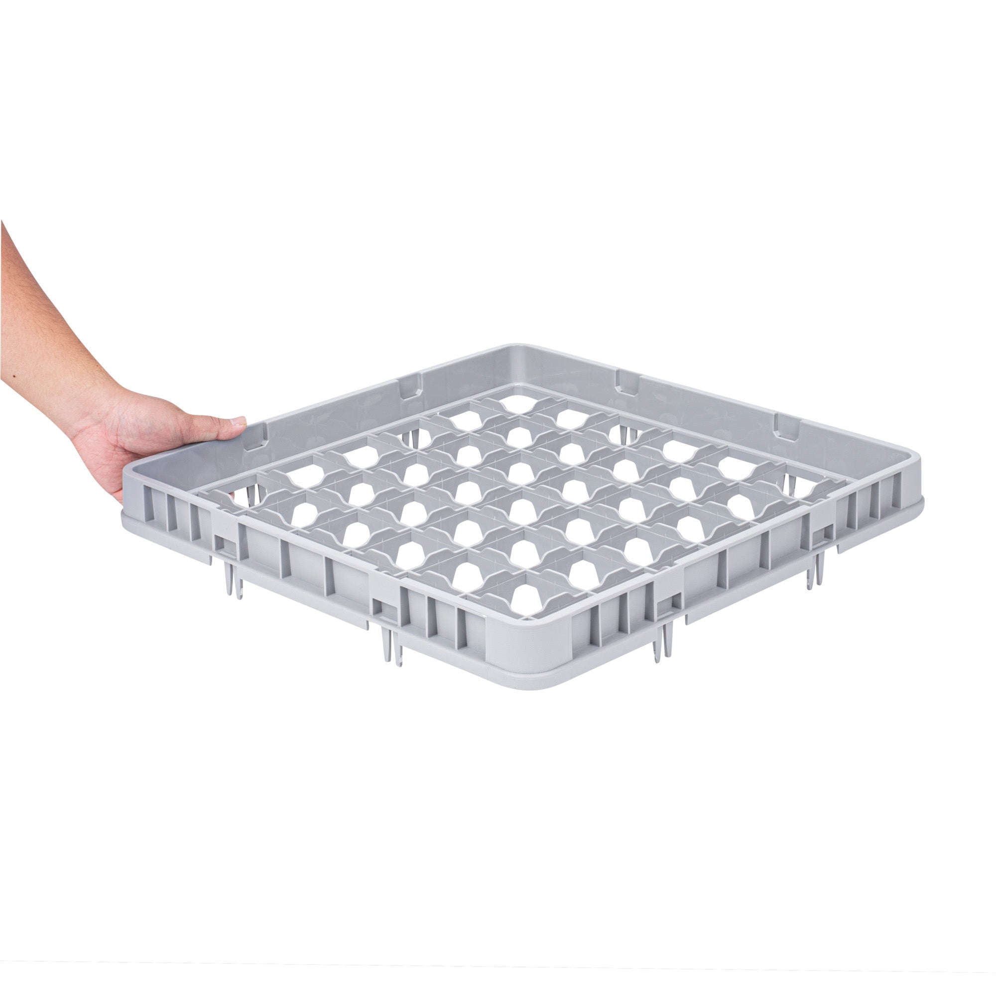 Restaurantware Clean Tek Professional Half Drop Glass Rack Extender, 1 Count 49 Compartments Heavy Duty Polypropylene Rack Dishwasher Extender Gray For Restaurants, Cafeterias & Industrial kitchens