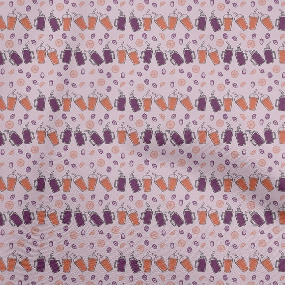 oneOone Viscose Jersey Light Pink Fabric Fruits Quilting Supplies Print Sewing Fabric By The Yard 60 Inch Wide