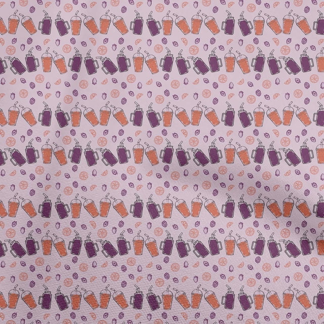 oneOone Rayon Light Pink Fabric Fruits Sewing Craft Projects Fabric Prints By Yard 56 Inch Wide