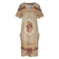 thumbnail image 4 of Vestido playero holgado con estampado floral de Aubusson francés en rosa antiguo y bolsillos para mujer 2025, 4 of 7