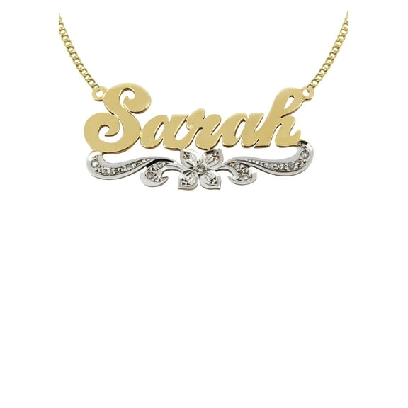 14K Gold  Two Tone Name Plate Necklace | Style #77