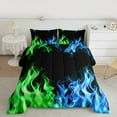 thumbnail image 2 of jejeloiu 2D Flame Bedding Comforter Set,Modern Fire Games Twin Comforter Sets,Blue Green Bedding Set For Boys Kids,Ultra Soft Home Decor Reversible,2-Piece, 2 of 8