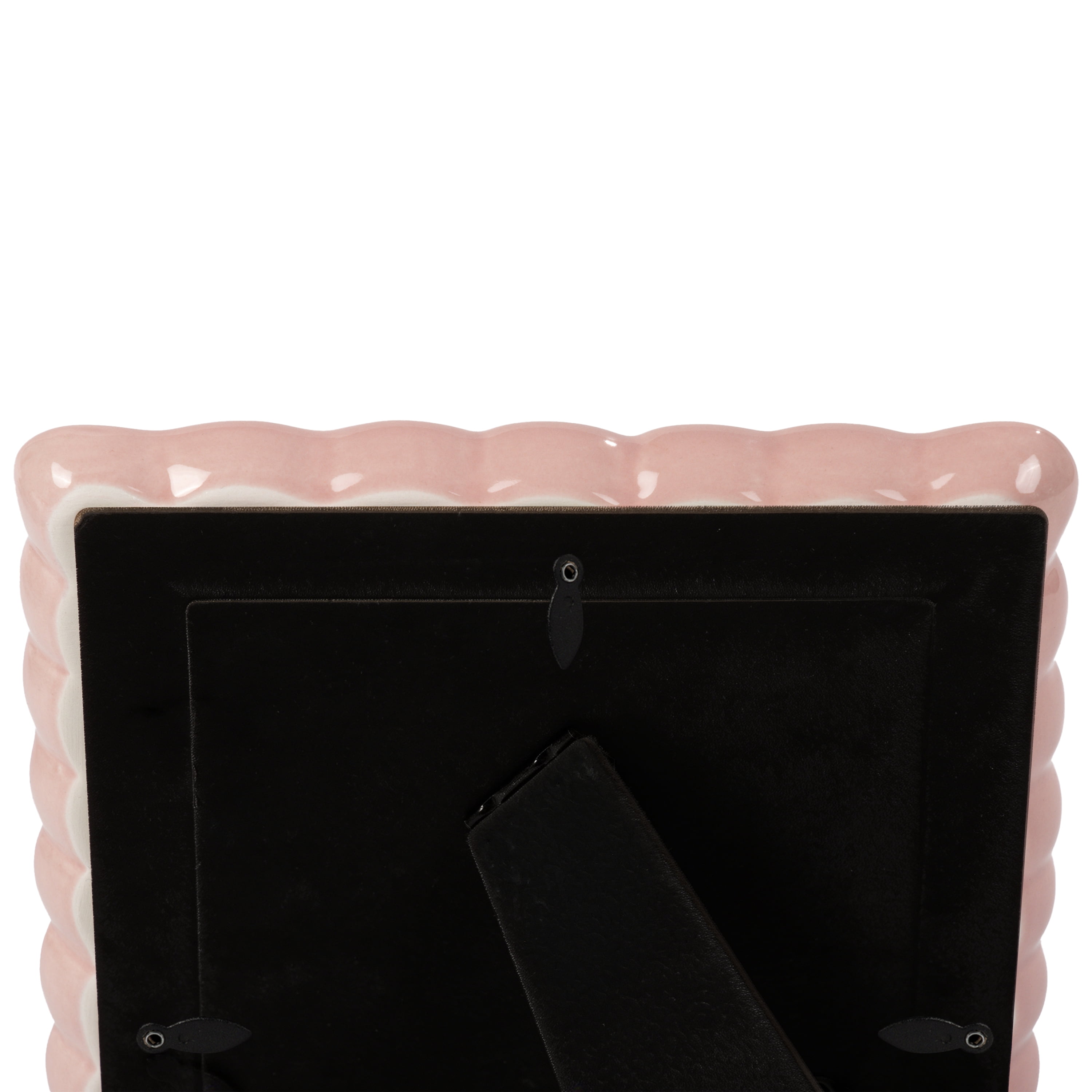 Sterling & Noble Home – 4x4 Picture Frame – Double Ruffle Pink Ceramic Tabletop Photo Frame