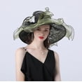 thumbnail image 2 of Organza Church Fascinator Wedding Tea Party Derby Hats for Women Flower Wide Brim Sun Hat, 2 of 6
