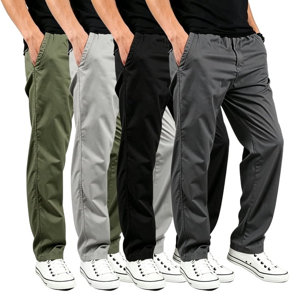 Men Flex Twill Cargo Pants Adjustable Waist Multi Utility Pocket Casual Pants S-XXL(1 piece)
