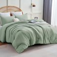 thumbnail image 1 of CozyLux Sage Green Comforter Set Queen Size, 3 Pieces Solid Breathable Quilted Style Bedding Sets, Luxury Fluffy Soft Microfiber Comforter for All Season(1 Comforter & 2 Pillowcases), 1 of 4