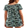 thumbnail image 3 of CHUANK T-Shirts pour Femmes Manches Courtes Col Rond Tunique Boutonnée (Blanc TG), 3 of 4