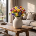 thumbnail image 4 of Retro Ceramic Flower Vase Solid Base Planter Decorative Ornament for Living Room Table Floral Arrangement, 4 of 7