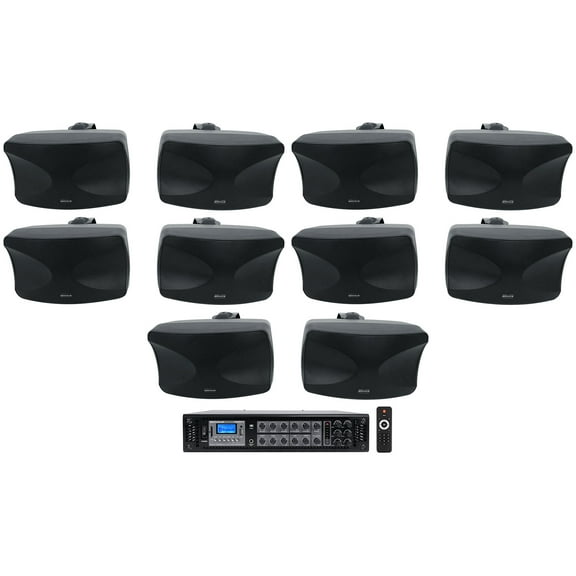 10) Rockville WET-44 PRO Dual 4" 4-Way Swivel 70V Commercial Speakers in Black Amp