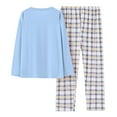thumbnail image 4 of Women's 2 Piece Outfits Pajamas Sets Warm Crewneck Pullover Tops Wide Leg Pants Light Blue M, 4 of 4