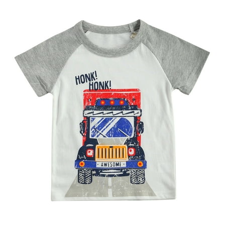 

Breathable Little Boys T-shirt Printing Short Sleeve Round Collar Top